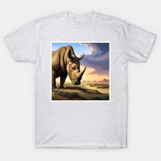 Rhinoceros Art Print T-Shirt
